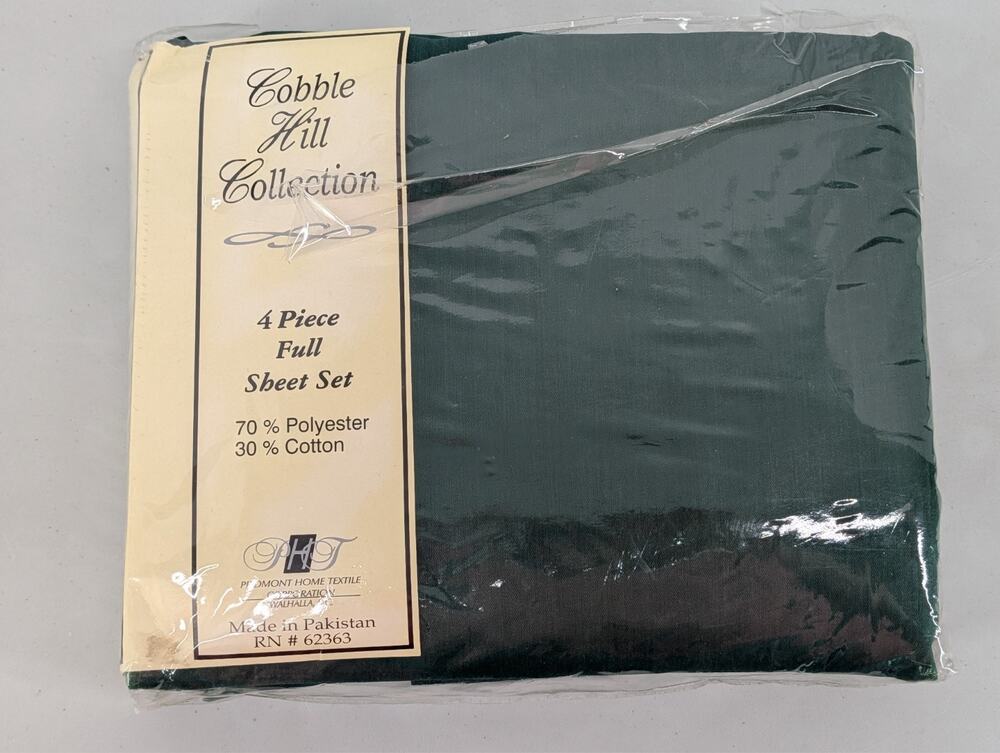 Vintage 4 Piece Sheet Full Size Cobble Hill Collection Piedmont Home Green